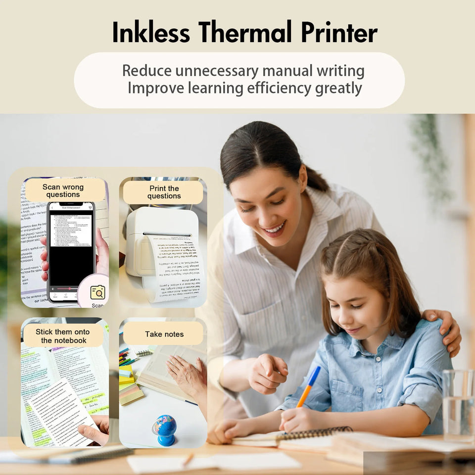 Mini Label Printer Thermal Maker Portable Wireless Bluetooth Stickers Labeller Handheld For Home Office School Machine