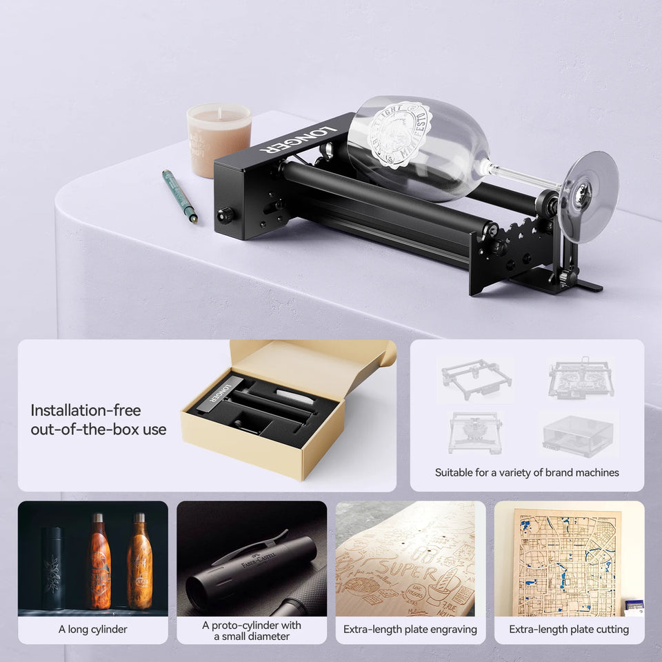 Rotary Roller Upgrade Kits For Laser Engraver Cutting Machine  Engraving Cutting Cylindrical object