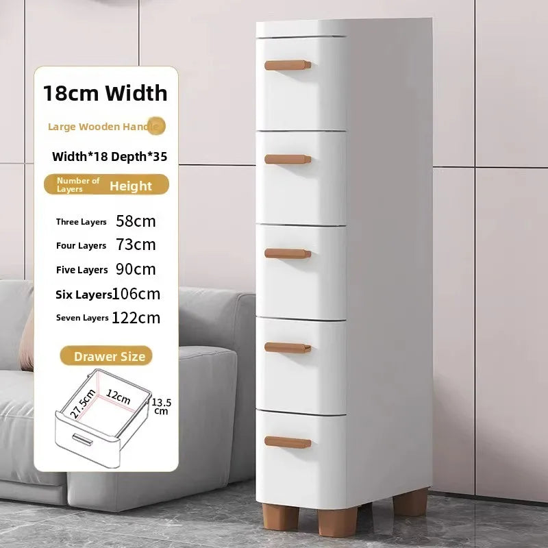Narrow Space Storage Cabinet Drawer Style Kitchen Bathroom Multi-layer Organizer Shelf Wall Mounted Rectangular Plastic Storage