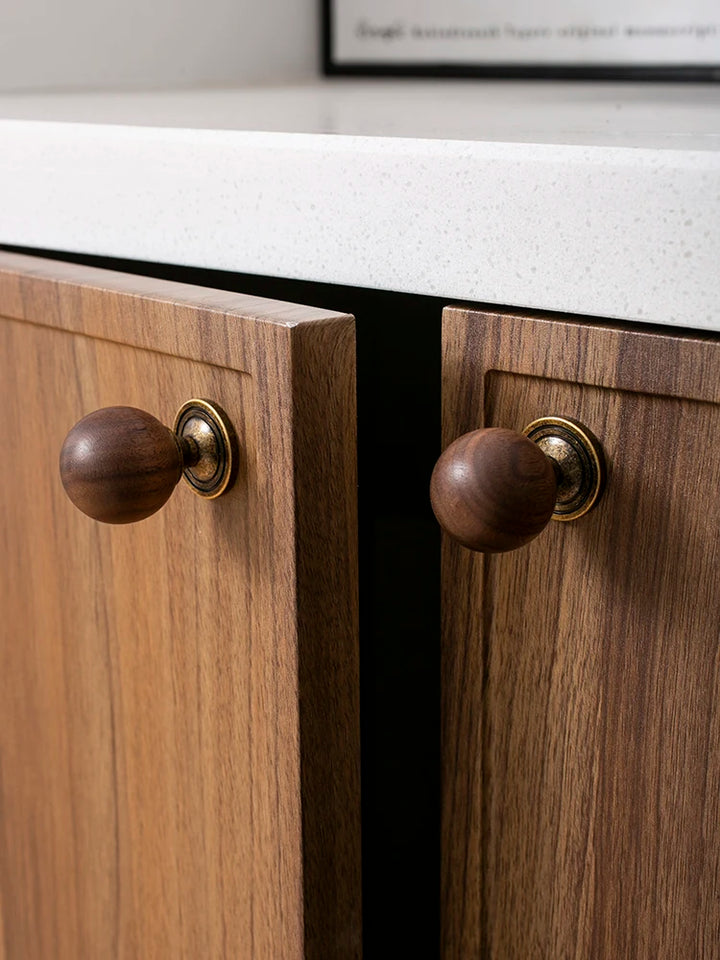 The Furniture Is Made Of Antique Walnut Wood With Solid Brass Small Handles Wardrobe Handles Kitchen Drawers Single-Hole Knobs