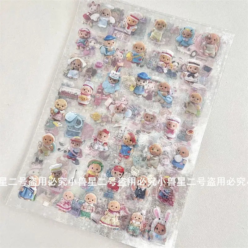 Sylvanian Families Stickers with Beautiful  Photo Cut Film PET Stickers House Scene Handmade Account Cute Guka Stickers