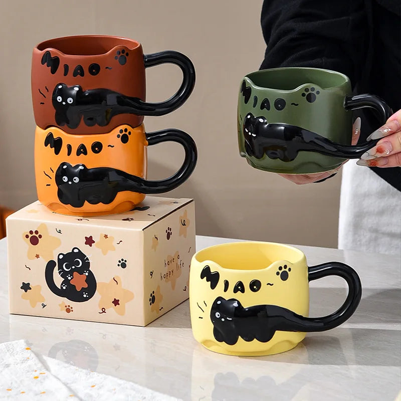 Cup Cat Stacking Cup Creative Mark Cup Drinking Cup For Guests Home Set Handle Ceramic Coffee Cup