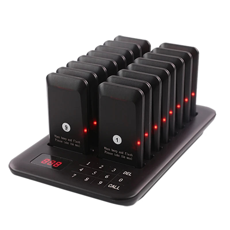 Factory Price Restaurant Pager System Wireless Queue Calling System 16 Buzzers Beepers for Coffee Dessert Shop Food Truck