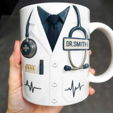 3D Stethoscope & Heartbeat Pattern - Personalized Doctor Name Gift for Medical Professionals,hospital office coffee mug