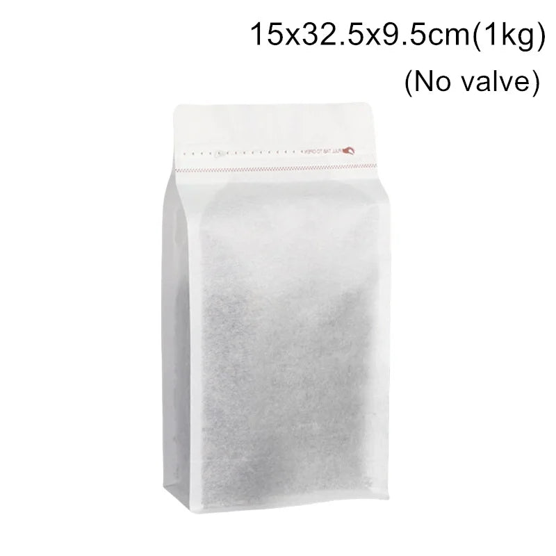 StoBag 50pcs White Cotton Paper Coffee Beans Packaging Bag with/No Valve Sealed for Powder Nuts Storage Stand Up Reusable Pouch