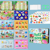 Interactive Silent Book Enhancing Recognition Numbers, English Letters, Fruits, Animals Weather Reusable Stickers Activity Books