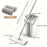 Hands-Free Flat Mop & Bucket Set with 4 Reusable Microfiber Pads, 360° Swivel, Long Handle for Floor & Wall Cleaning