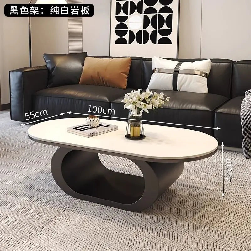 Italian minimalist new rock slab coffee table living room home simple modern high-end combination light luxury oval tea table