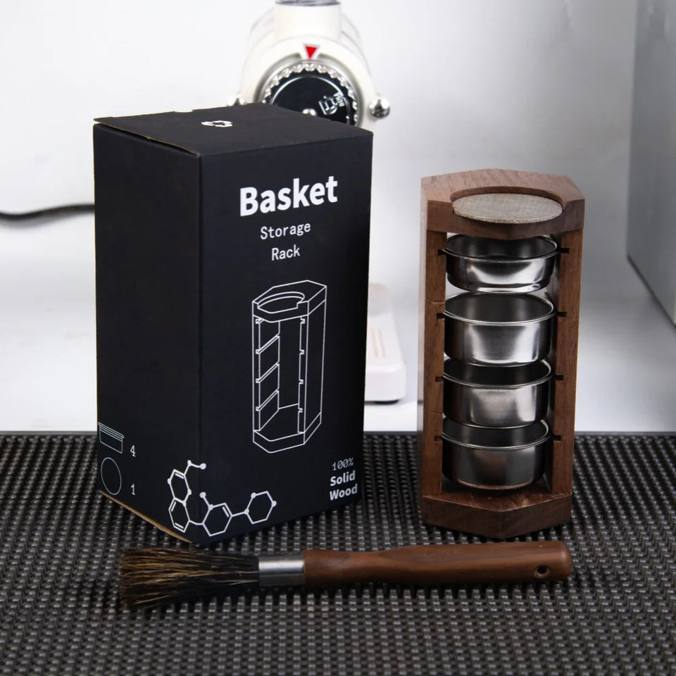 Coffee Powder Bowl Storage Shelf Wooden Coffee Filter Basket Display Stand 51mm/54mm Filter Basket Storage Display Rack