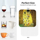 The Kiss By Gustav Klimt Coasters Kitchen Placemats Non-slip Insulation Cup Coffee Mats For Decor Home Tableware Pads Set of 4