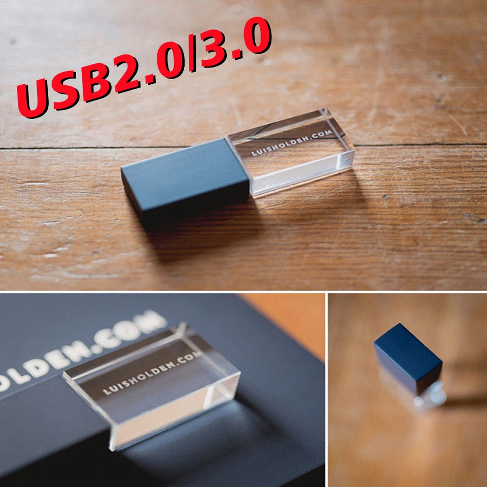 Free Custom LOGO Color Metal Crystal USB2.0/3.0 High-speed Flash Drive 4GB 8GB 16GB 32GB 64GB 128GB