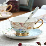 1Pc Euro Style Bone China Cup& Saucer Set, Ceramic Tea Coffee Cup for Home Kitchen Wedding