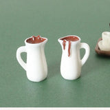 Handcrafted 7Pcs Miniature Dollhouse Coffee Cup Scene Model with Tray Plate, Perfect for Desktop Decoration