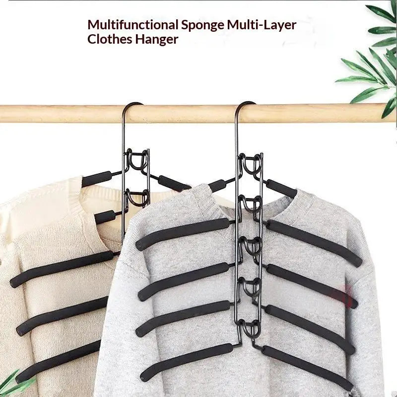 New Hanging Closet Organizer With Hooks, Space Saving Wardrobe Hanger For Coats Shirts Dresses Jackets Clothes Storage