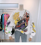 Letter Printing Sweatshirt Women High Street Cartoon Puppy Car Clothes Casual Crew Neck Sweater Bulk Items Wholesale Lots