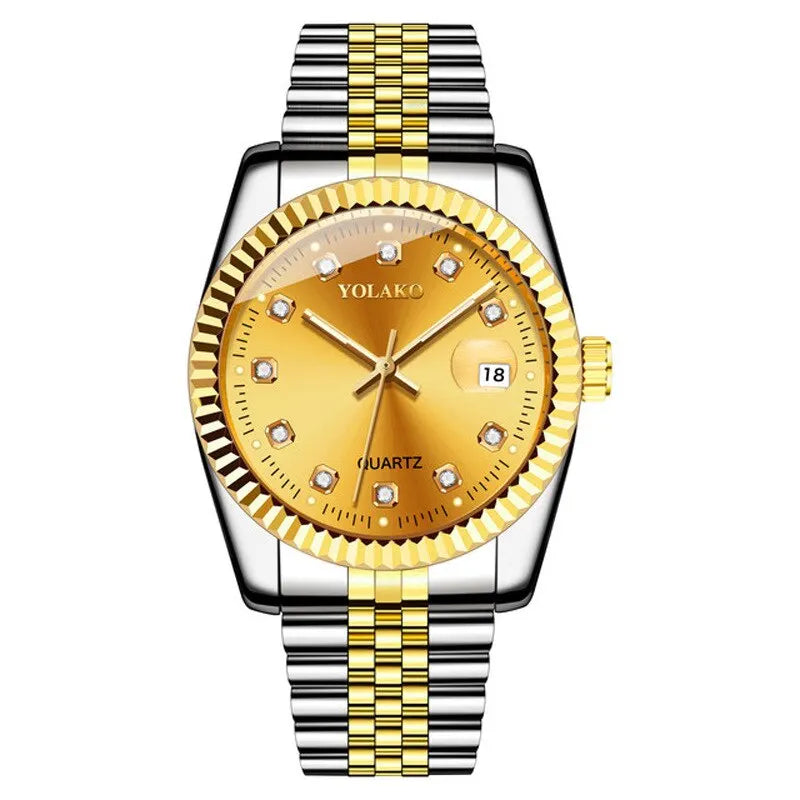 Fashion Diamond Calendar Mens Watches Business Luxury High Quality Quartz Watch For Men Stainless Steel Wristwatch Reloj Hombre