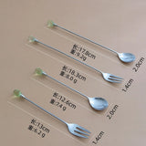 Crystal Spoon Set Long Handle Teaspoon 430 Stainless Steel Diamond Ice Spoon Perfect for Dessert Ice Cream Coffee Cocktail커피