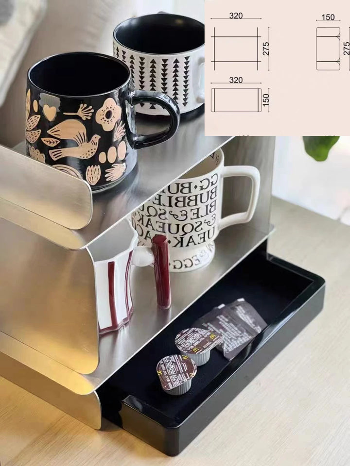 Coffee Cup Storage Display Stand Stainless Steel Retro Bath Bedroom Cosmetics Organization Rack Luxury Creative Home Accessories
