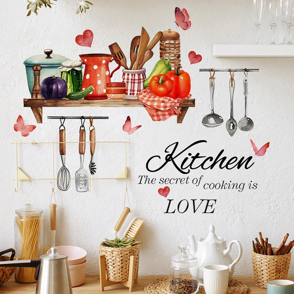 Restaurant Title Kitchen Wall Stickers Fun Design Cook Utensils Home Decoration Restaurant Description Features
