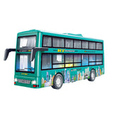 Children Inertia Pull Back Vehicles Toy Double Decker Sightseeing Bus Open Door Lights Music Die Cast Vehicles Toys for Boys