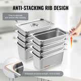 SucceBuy 8 Pack Buffet Chafing Dishes 5.93L Gastronorm Pans Steam Table Pans Tray  with Lid 6-Inch Deep Catering Food Pan