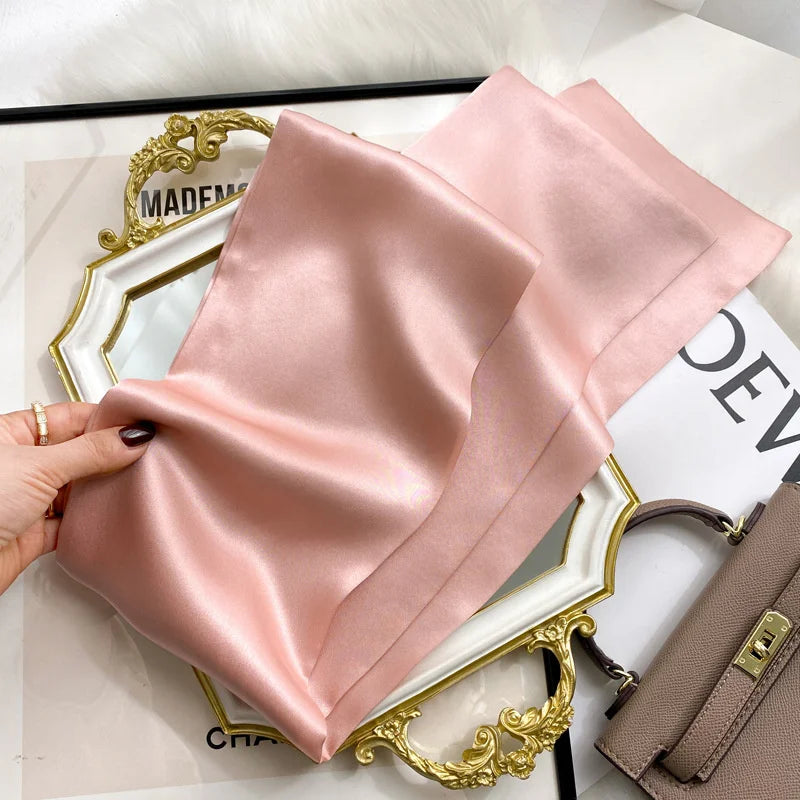 Fashion Design 100% Real Silk Skinny Scarves Handle Bag Ribbons Foulard Tie Hair Band Neckerchief Print Headbands For Women