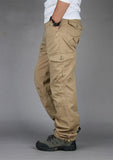 Camping Hiking Pants Men Cargo   Cotton Overalls Straight  Trousers Multi-Pocket Baggy  Slacks Pants