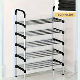 5-Layer Stackable Shoe Rack, Space-Saving Black & Blue Vertical Shoe Storage Cabinet for Wardrobes & Corners