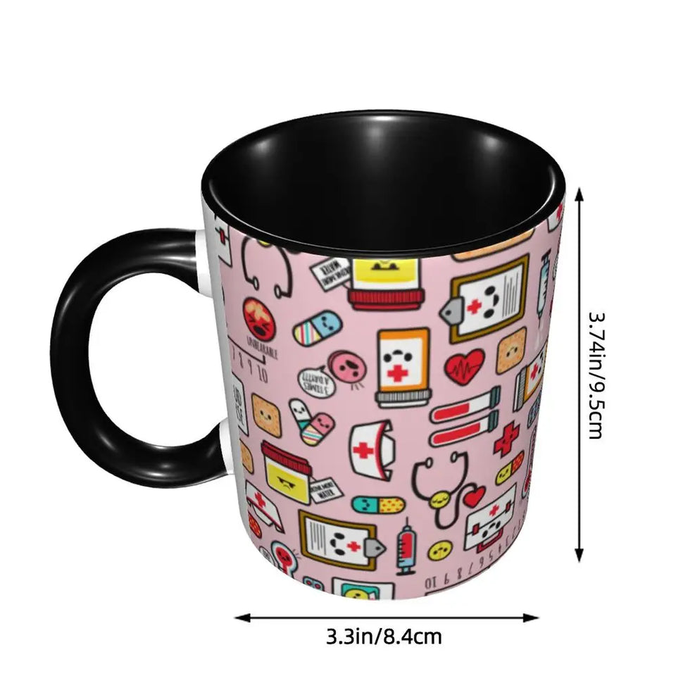 Pink Doctor Nurse Coffee Mugs DIY Customized Enfermera En Apuros Ceramic Milk Tea Mug Cup