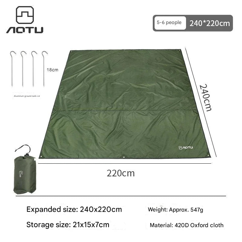 Camping Ground Sheet Picnic Mat Tent Footprint Tarp Awning Shade Beach Pad Outdoor Travel Tent Tarp Sun Canopy with Tent Pegs