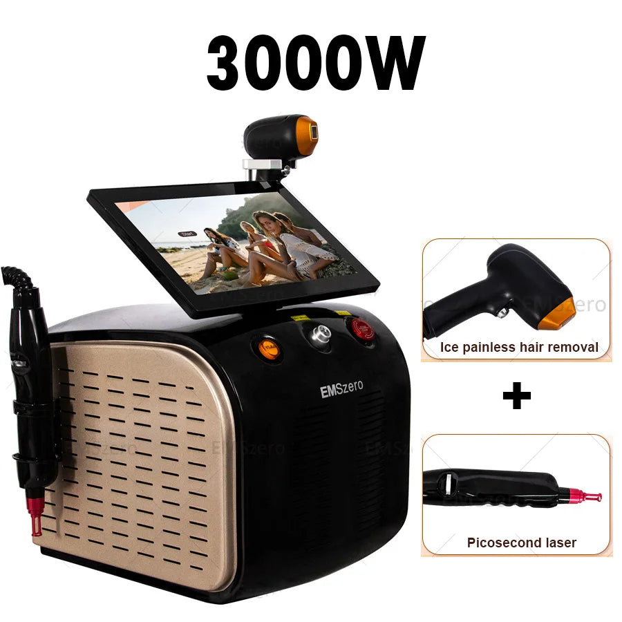 Multifunctional 2 in 1 Diode and Nd Yag Laser 755 808 1064nm Hair Removal Machine Portable Picoseconds Laser Tattoo Remover