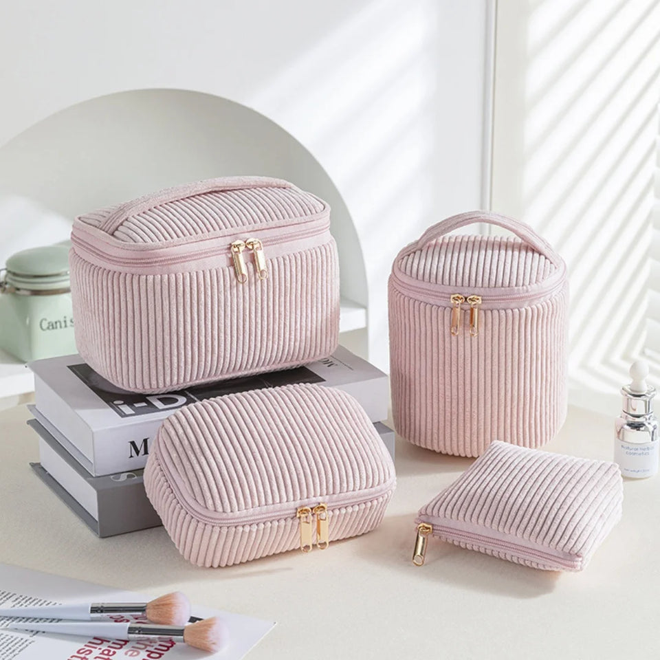 4Pcs Comestic Bag Make Up Storage Organizer Puffy Makeup Bag Comestic Pouch for Travel Portable Velet Large Toiletry Bag Organiz