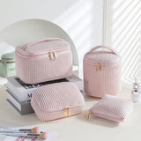 4Pcs Comestic Bag Make Up Storage Organizer Puffy Makeup Bag Comestic Pouch for Travel Portable Velet Large Toiletry Bag Organiz