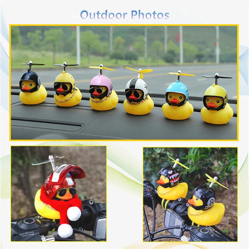 Bicycle Bell Black/Yellow Duck Cartoon Little Ducks Helmet Head Light Shining Duck Bicycle Bells Handlebar Bicycle Accessories