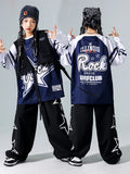 Girls Hip Hop Star Sweatshirt Vest Joggers Pants Boys Cool Streetwear Clothes Set Kids Children Jazz Street Dance K-pop Costumes