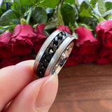 Dropshipping 8mm New Arrivals Men Women Stainless Steel Rotate Chain Ring Stepped Grooved Brushed Festival Fashion Gift Jewelry