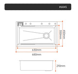 304 Stainless Steel Kitchen Sink, Large Single Sink, Thickened Whale Relief, Digital Display, Washbasin, Washbasin