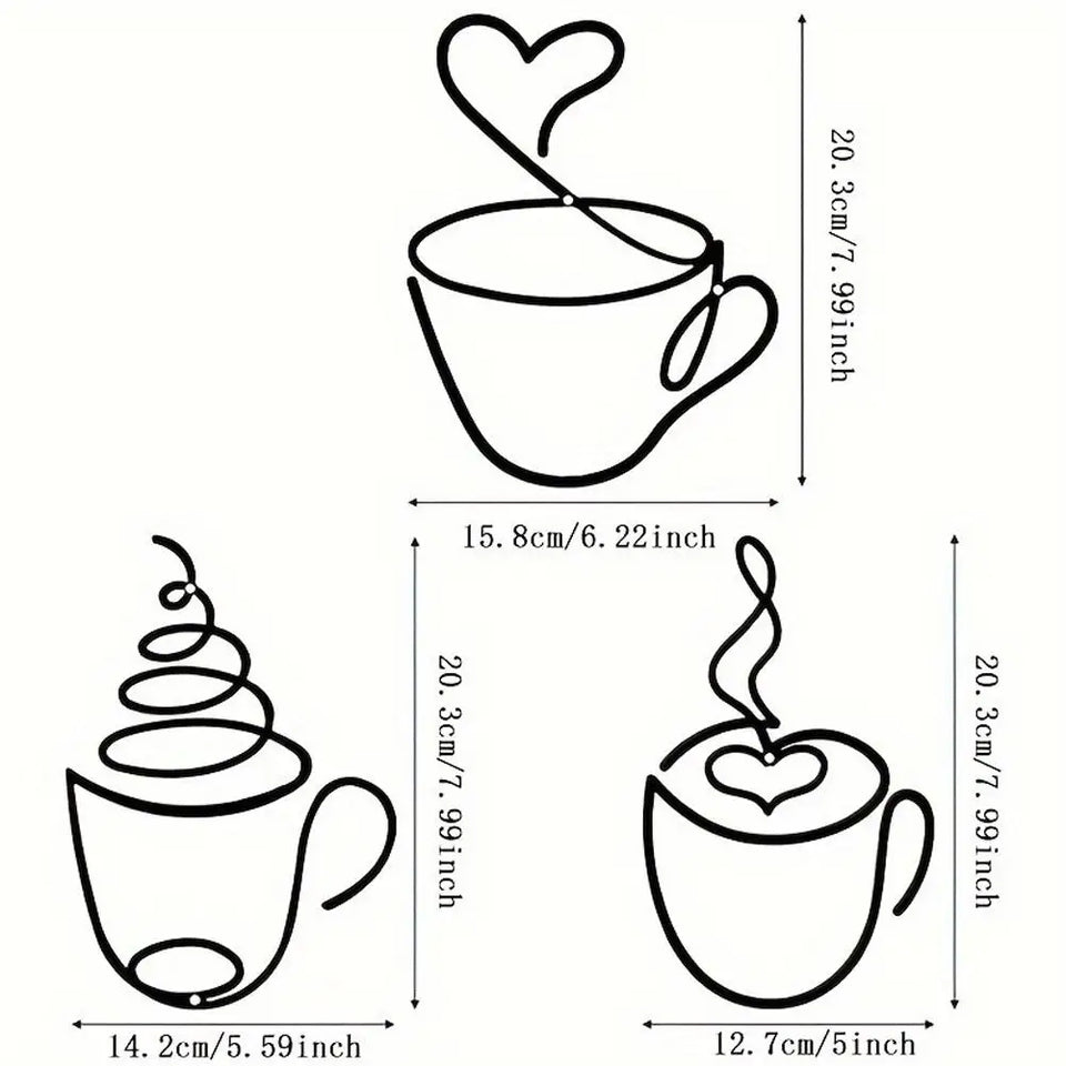 1/3pcs of Creative Coffee Wall Hangings, Coffee Shop Decorations, Interior Wall Decorations, Wall Hanging Iron Paintings