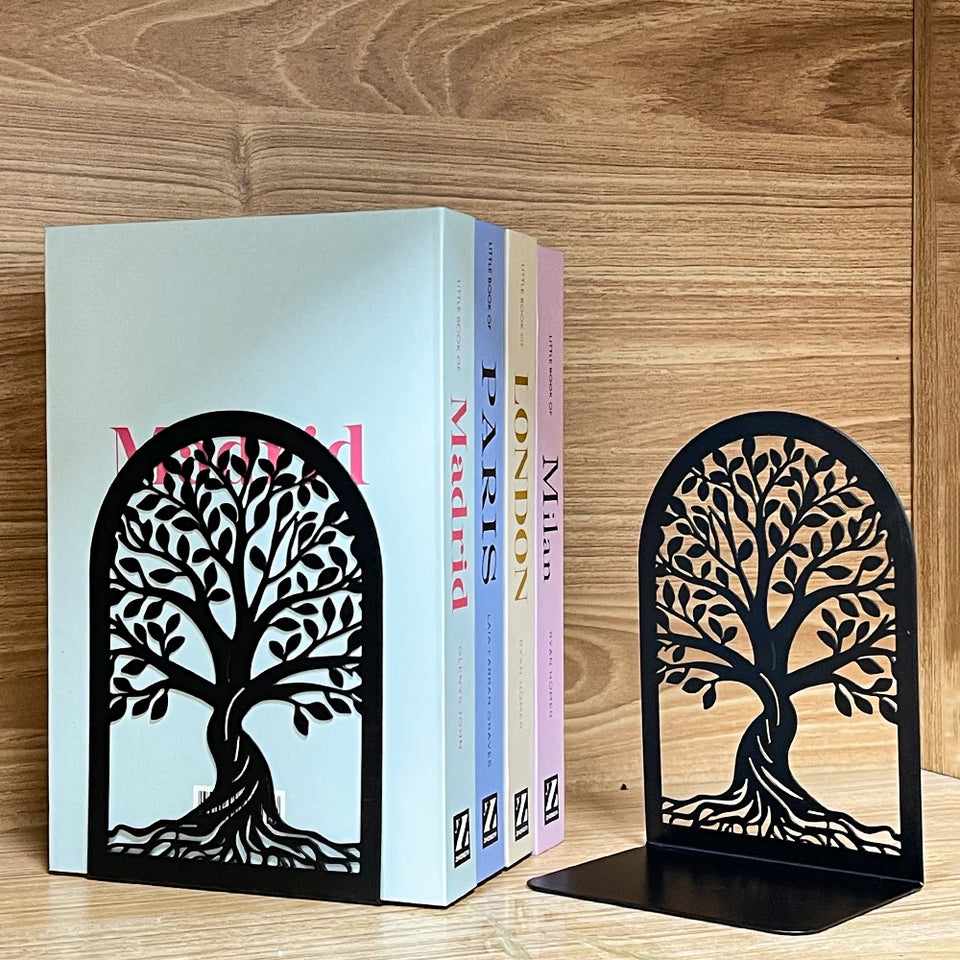Tree of Life Decorative Bookends Bookends for Heavy Books Black Tree Metal Bookends Desk Organizer Library Decor Home Decor