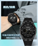 SANDA Top New 6283 Dual Display Multifunctional Student Electronic Watch Alarm Clock Night Light Waterproof Sports Student Watch