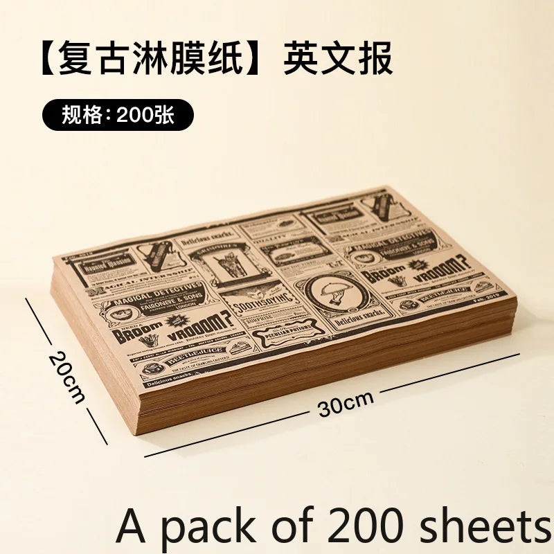 Anti Oil Paper Pad Retro Coated Paper Oil Resistant and Oil Absorbing Fried Chicken Kitchen Baking Barbecue Commercial Use