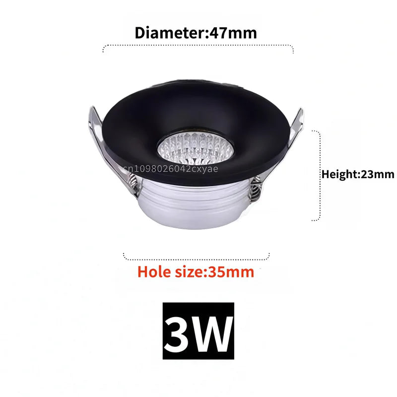 5pcs/lot dimmable mini COB downlights, 3W spotlights, LED recessed ceiling lights, AC85-265V household and commercial lighting