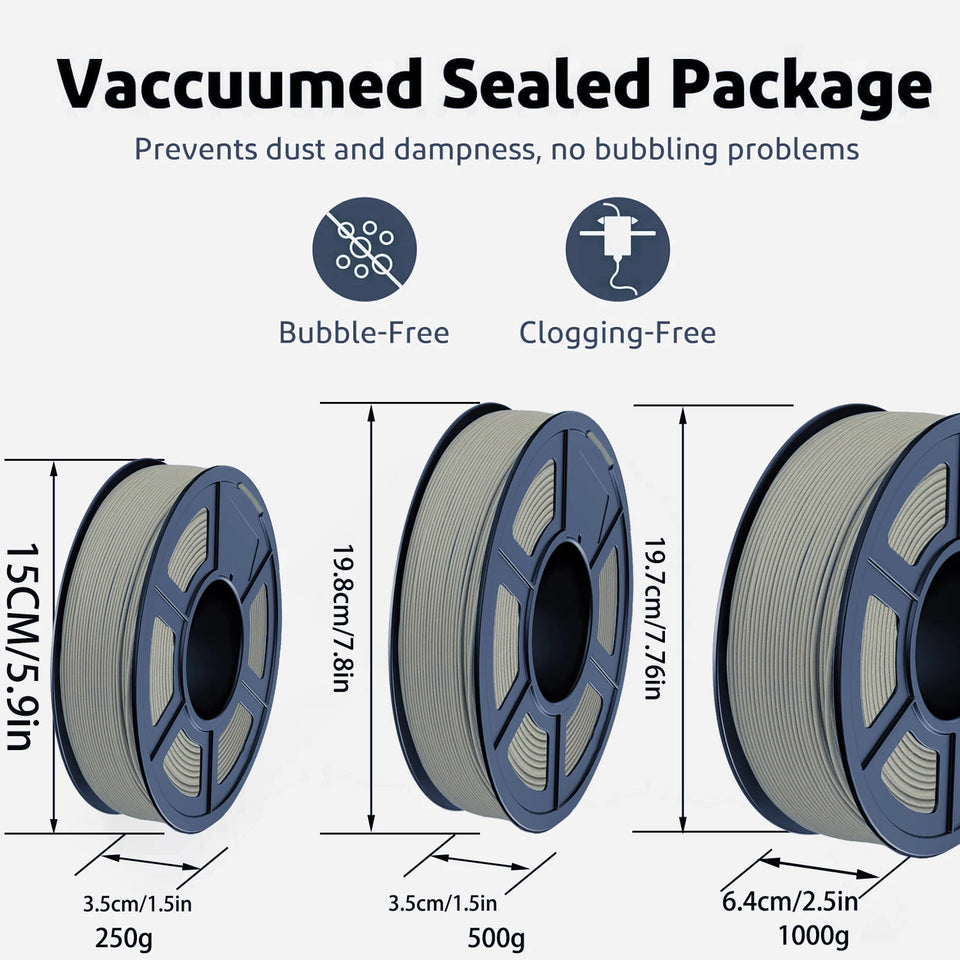 Wood PLA Filament 1.75mm Beginner Bundle,  Individually Vacuum Packed, 250g/500g/1000g Spool, Black wood +Walnut+Logs+cyan wood