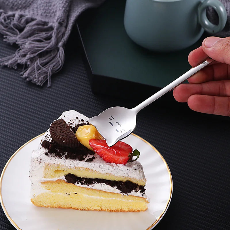 Funny Cat Spoons Cute Cartoon Meow Teaspoons for Coffee Dessert Cake Long Tail Spoon Birthday Gift Kitchen Tableware Accessories