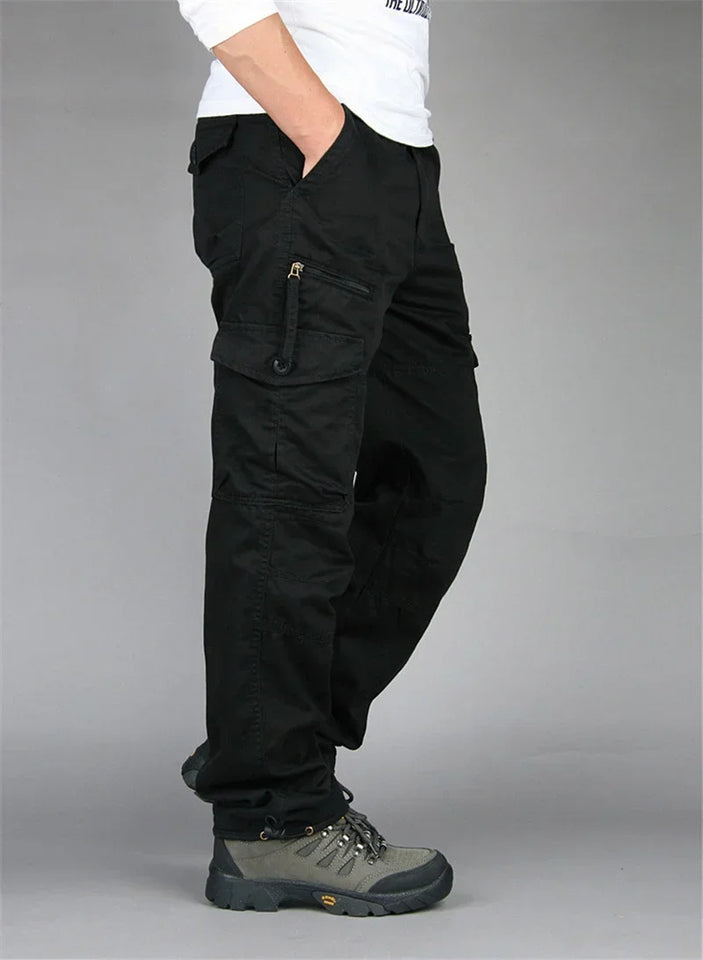 Camping Hiking Pants Men Cargo   Cotton Overalls Straight  Trousers Multi-Pocket Baggy  Slacks Pants