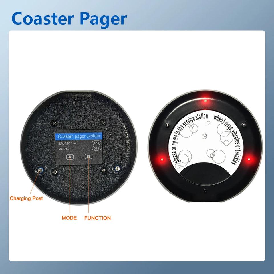 Ycall Hot Sale Wireless Restaurant Waiter Coaster Paging System 1 Keyboard 10 Vibration Pager 1 Charger Calling Service Buzzer