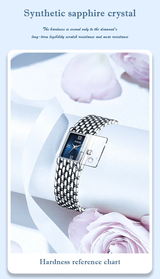 LIGE new 2025 women's watch quartz stainless steel strap women watches luxury casual waterproof retro fashion ladies watch reloj