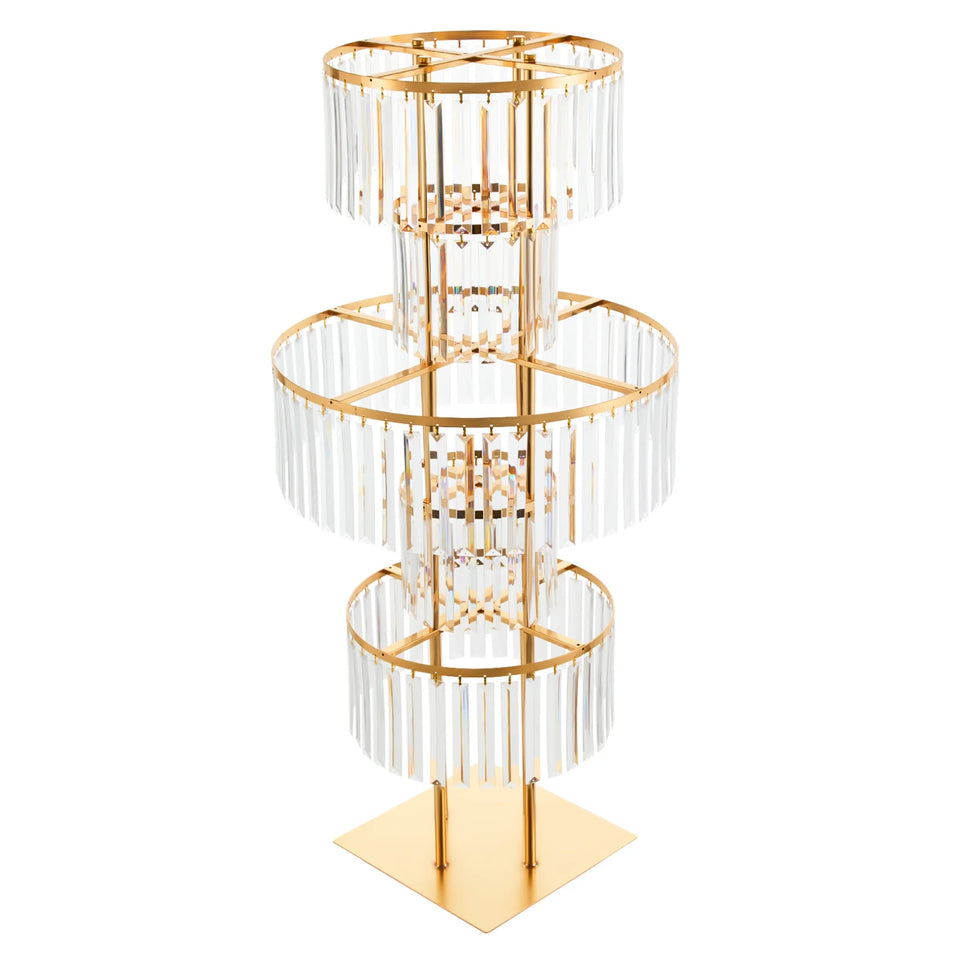 5 Tiers Gold/Silver Wedding Centerpieces Flower Stand Vase Centerpiece Acrylic Flower Stand with Hanging Acrylic