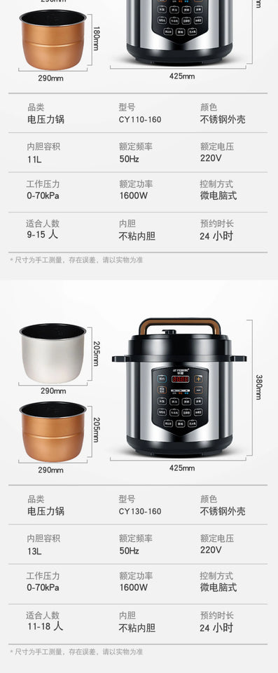 ‌13L Commercial Heavy Duty Pressure Cooker,Restaurant Grade Electric Steamer,Breakfast Buffet Auto Keep Warm Function