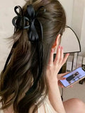 Fashion Black Bow Ribbon Hair Claw Clips Women Temperament Elegant Hairpin Princess Headdress Grab Clip Girls Hair Accessories